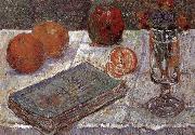 Paul Signac The still life having book and oranges oil